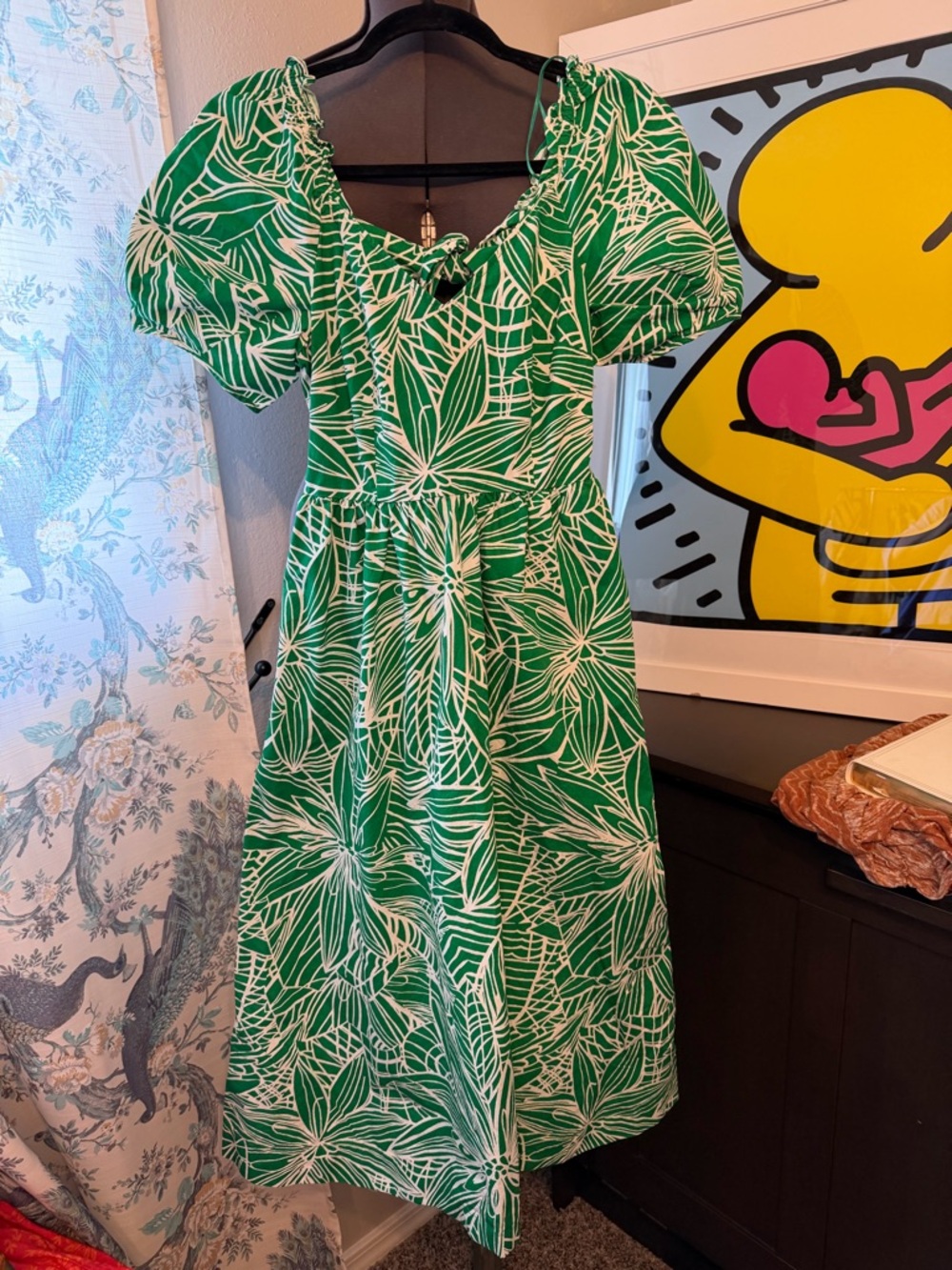 Tabatha brown Green and White Backless Floral Midi Dress